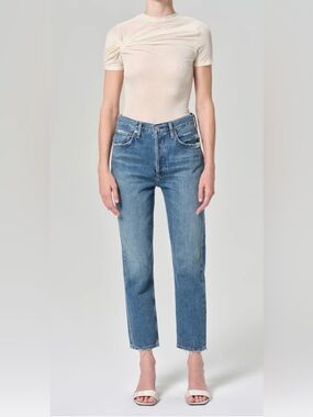 AGOLDE Riley Crop High Rise Straight Leg Jeans Size 23 Organic Cotton